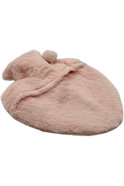 B&D Faux Fur Velvet Heart-Shaped Slippers - Pink with Decorative Bow, Comfortable Indoor Shoes