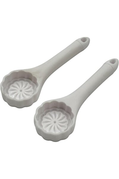 B&D Decorative White Cake Mould Set, Flower Pattern, Spoon Shape with Long Handle, 2-Piece