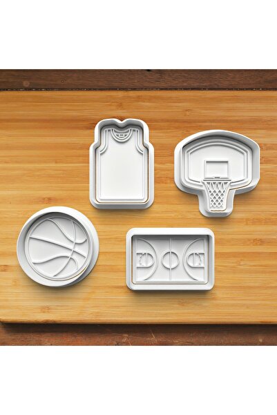 Hobist Basketball Patterned Set of 4 Cookie and Sugar Dough Molds