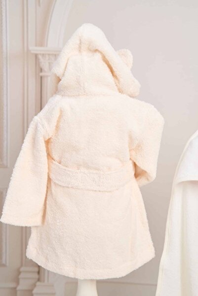Andreeatex Fluffy bathrobe for babies – ivory – one size fits all christening (0-12 months)