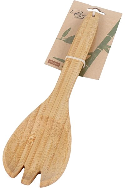B&D Natural Bamboo Serving Fork, Slotted Kitchen Utensil, 25.5cm Length