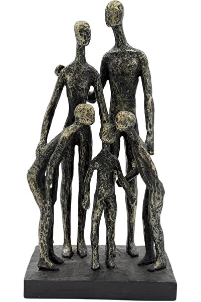 B&D DÉCOR Modern Abstract Family Sculpture, Bronze-Look Finish, Decorative Figurine Set