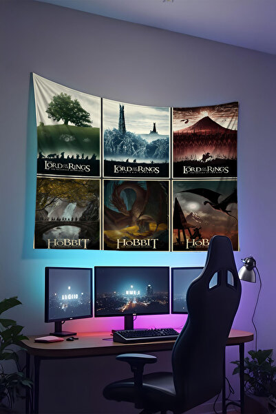 RUGRUMBA Yüzüklerin Efendisi Duvar Örtüsü – Film Temalı, Kaliteli Kumaş, Tape...