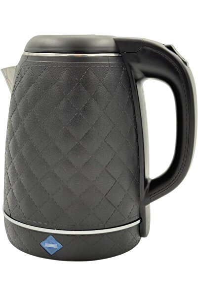 B&D Imperial Electric Kettle, Quilted Black Design, 1.8 L, Modern Style with Silver Trim