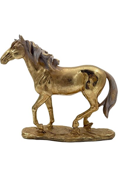 B&D BandD Decor Horse Statue, Gold and Bronze Metal Standing Decorative Horse for Home and Office