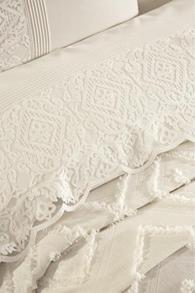 Çeyiz Diyarı Hürrem 10 Piece Dowry Set with Blanket, Cream Color