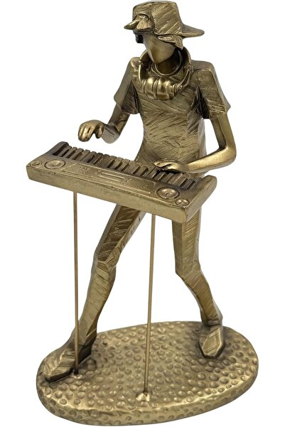 B&D DÉCOR Decorative DJ Keyboardist Figurine, Bronze Metallic Finish