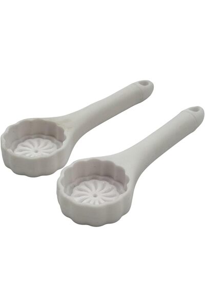 B&D Decorative White Cake Mould Set, Flower Pattern, Spoon Shape with Long Handle, 2-Piece