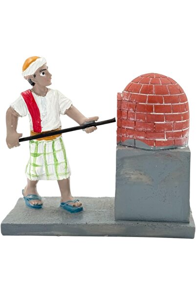 B&D Traditional Baker Statue with Brick Oven, Handcrafted Resin Mediterranean Kitchen Decor