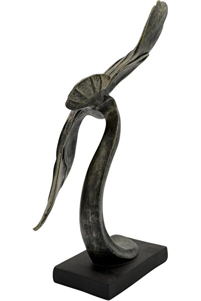 B&D DÉCOR Elegant Bird Sculpture - Bronze-Look Decorative Statue with Black Base