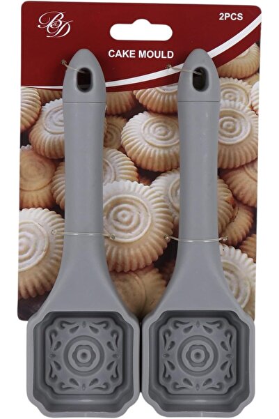 B&D Professional Cookie Mould Set, Grey, 2 Pieces, Decorative Spiral Pattern, Square Cake Stamp Desi