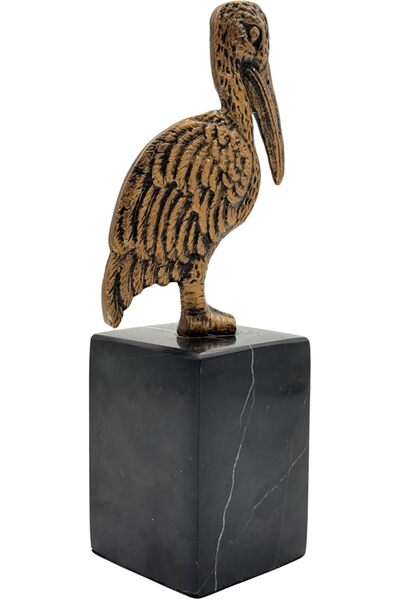 B&D Ornamental Duck Sculpture on Black Marble Base, Bronze Finish, Vintage Home Decor - banddtools