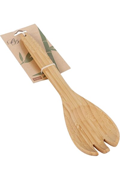 B&D Natural Bamboo Serving Fork, Slotted Kitchen Utensil, 25.5cm Length