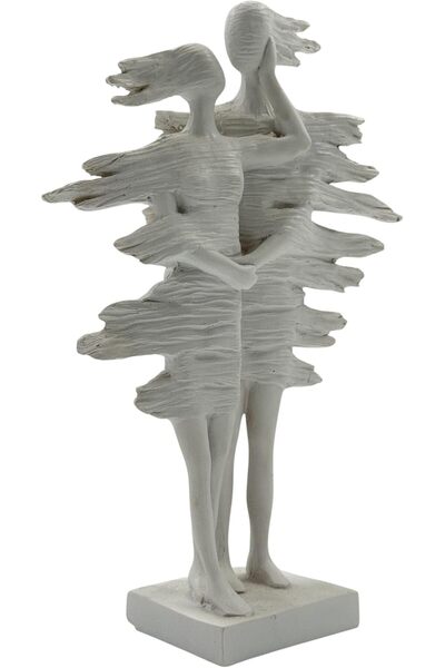 B&D Modern Abstract Resin Art Sculpture - Gray Decorative Contemporary Home Décor