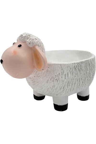 B&D Decorative White Sheep-Shaped Pastry Jar - Ceramic Animal Storage Container, Farmhouse Home Deco