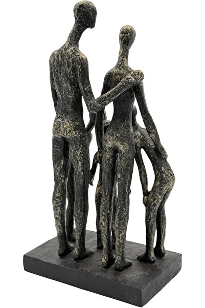 B&D DÉCOR Modern Abstract Family Sculpture, Bronze-Look Finish, Decorative Figurine Set