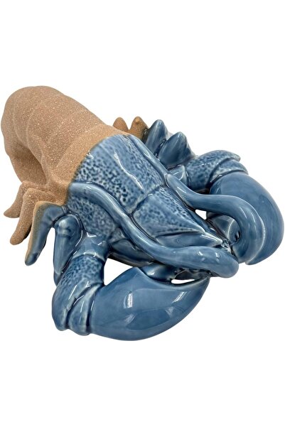 B&D Decorative Ceramic Lobster Sculpture, Blue and Tan, Coastal Home Decor, Nautical Theme Figurine