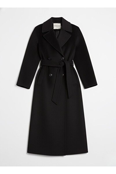 Tangül&Ali'S Moda Evi Uzun siyah kaşe kaban cepli