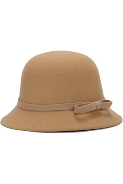 IBU Cork Women's Elegant Ribbon Beige Felt Hat
