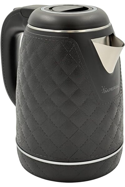 B&D Imperial Electric Kettle, Quilted Black Design, 1.8 L, Modern Style with Silver Trim