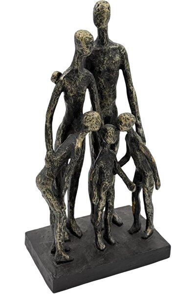 B&D DÉCOR Modern Abstract Family Sculpture, Bronze-Look Finish, Decorative Figurine Set