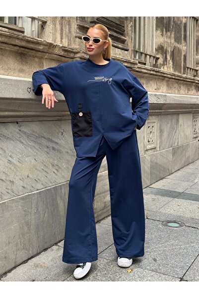 Tubik طقم نسائي مكون من قطعتين مع تفاصيل مطرزة وجيوب