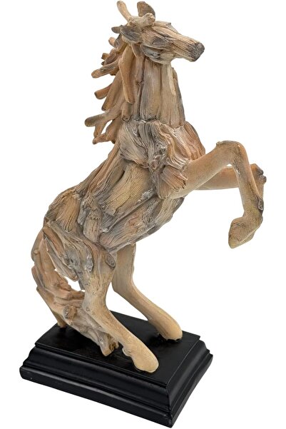 B&D Rustic Horse Resin Decorative Statue by banddtools - Floating Wood Style on Black Base