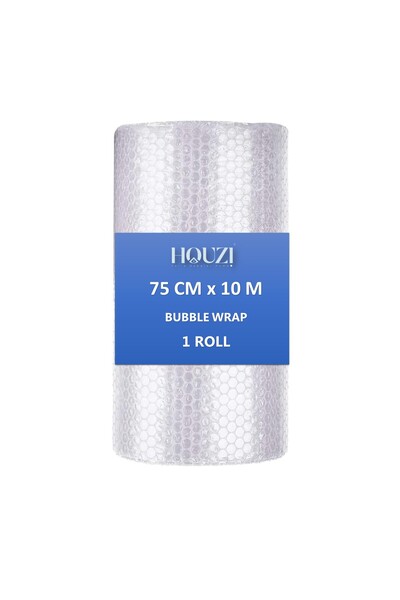 Houzi لفافة تغليف الفقاعات الهوائية، 75 سم × 10 م، لفافة تغليف الفقاعات الهوائية