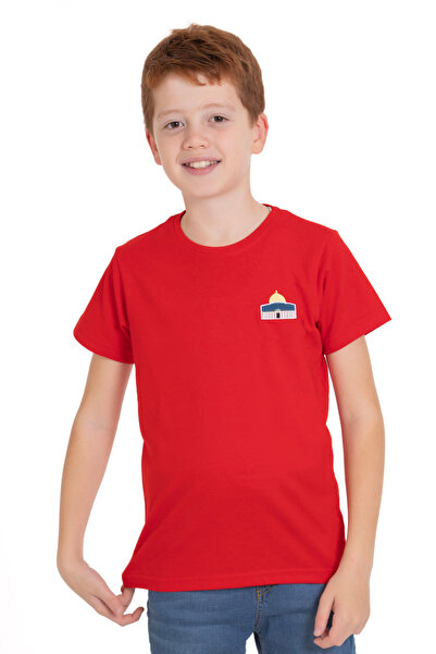 Zaytoon Unisex Children's Short Sleeve T-Shirt with Sahra Embroidery on the Side Color Kubbe