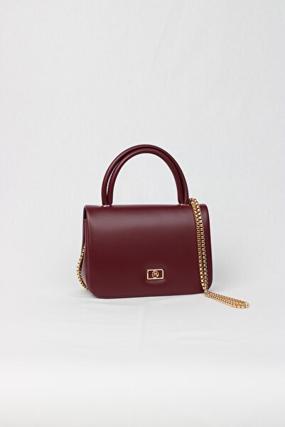 mossi Burgundy Faux Leather Chain Strap Women's Hand and Shoulder Bag