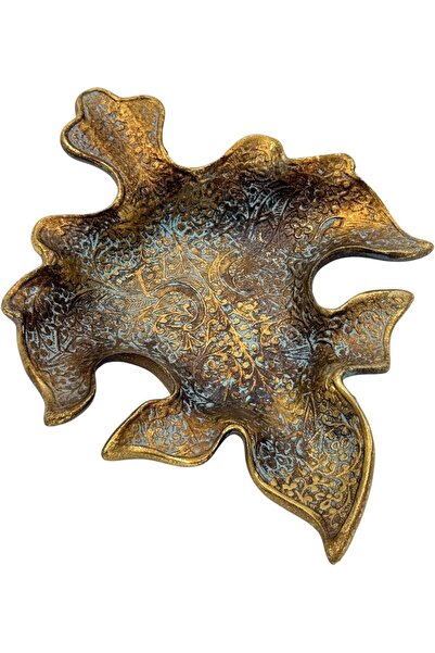 B&D Decorative Oak Leaf Polyresin Serving Tray, Vintage Bronze Finish, Textured Pattern
