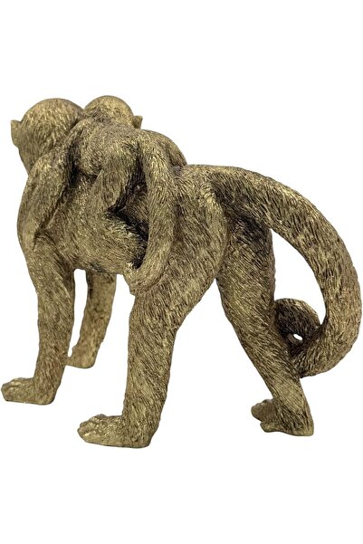 B&D RESIN DÉCOR Gold Chimpanzee Family Decorative Figurine, Antique Metallic Finish