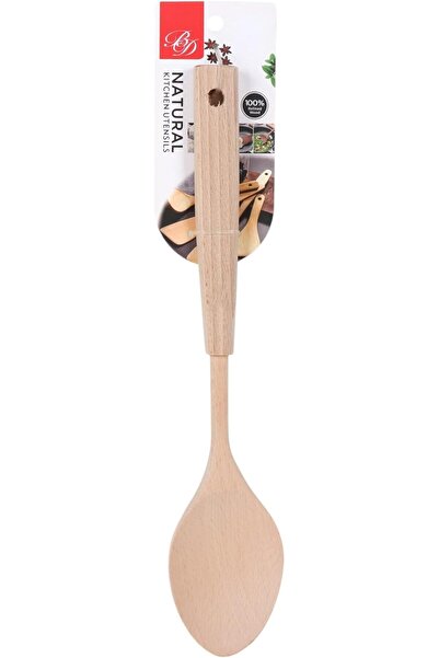 B&D Natural Wooden Kitchen Spoon, Beechwood Cooking Utensil, 33.5cm Length