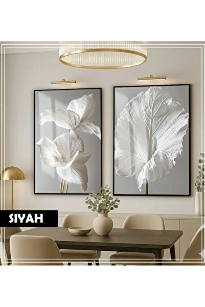 Harika bir ev HARİKABİREV|SOFT| BEYAZ-MAVİ RENK ÇİÇEK YAPRAK KOMBİNİ |ÇERÇEVE...