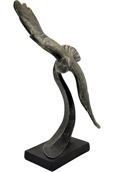 B&D DÉCOR Elegant Bird Sculpture - Bronze-Look Decorative Statue with Black Base