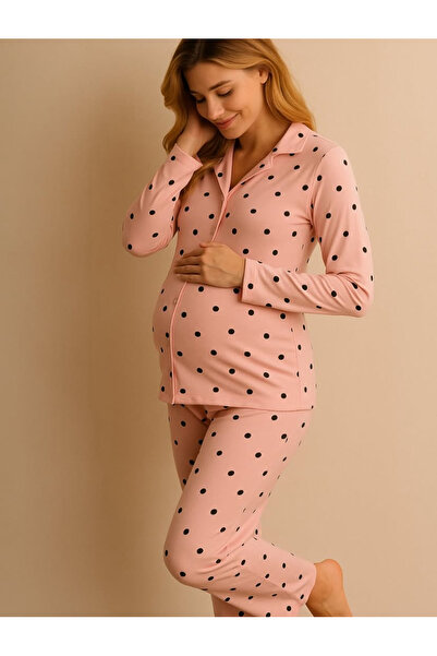 Luna Puantiye desenli düğmeli pijama takımı