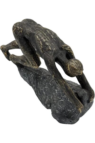 B&D DÉCOR Modern Climbing Figure Sculpture, Black & Gold Patina