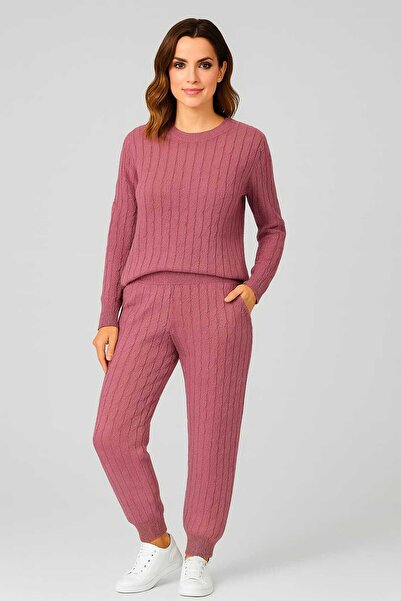 ANATOLIATEKSTILE 2-Piece Knitted Tracksuit, One Size (S-L) – Sweater + Pants, Thermal Comfort, Soft Material