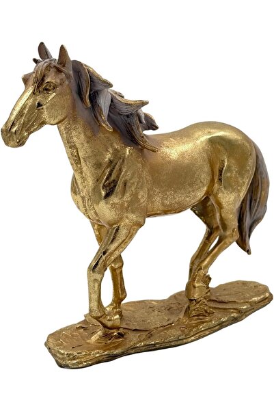 B&D BandD Decor Horse Statue, Gold and Bronze Metal Standing Decorative Horse for Home and Office