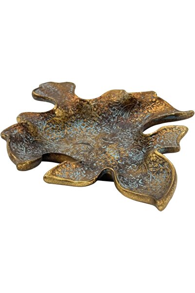 B&D Decorative Oak Leaf Polyresin Serving Tray, Vintage Bronze Finish, Textured Pattern