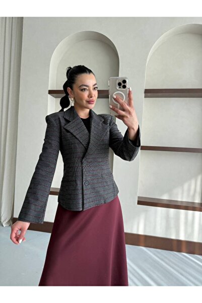 LUJJE Burgundy striped blazer jacket