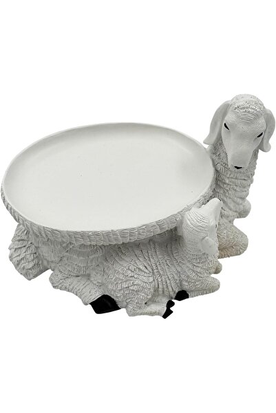 B&D Decorative White Sheep Ceramic Candle Holder Sculpture - Farmhouse Home Decor