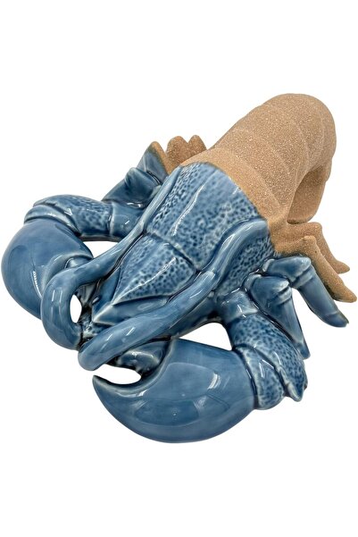 B&D Decorative Ceramic Lobster Sculpture, Blue and Tan, Coastal Home Decor, Nautical Theme Figurine