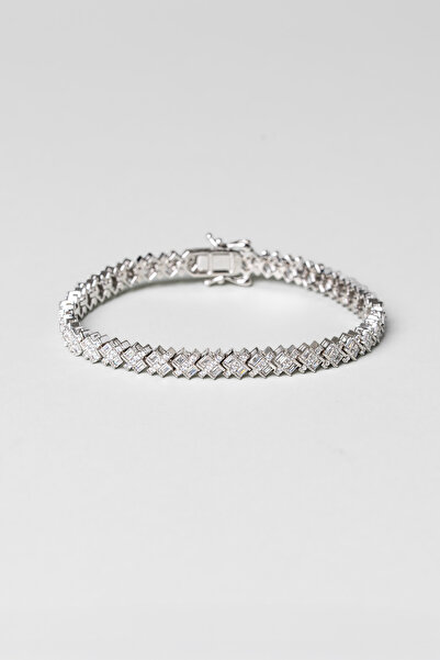 So CHIC... Elegant 18 Ayar Beyaz Altın Kaplama Gümüş Su Yolu Bileklik