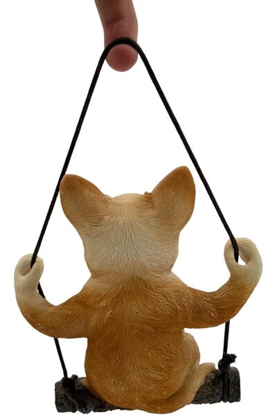B&D Chihuahua Garden Hanging Ornament – Brown & Cream Resin Dog Statue for Indoor/Outdoor