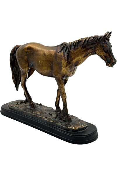B&D Decorative Standing Horse Statue, Bronze Finish on Black Base