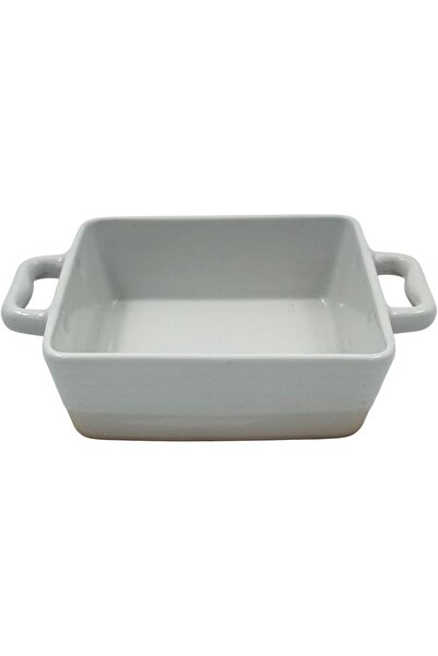 B&D Square Ceramic Baking Dish with Bamboo Base - White Porcelain Casserole with Handles
