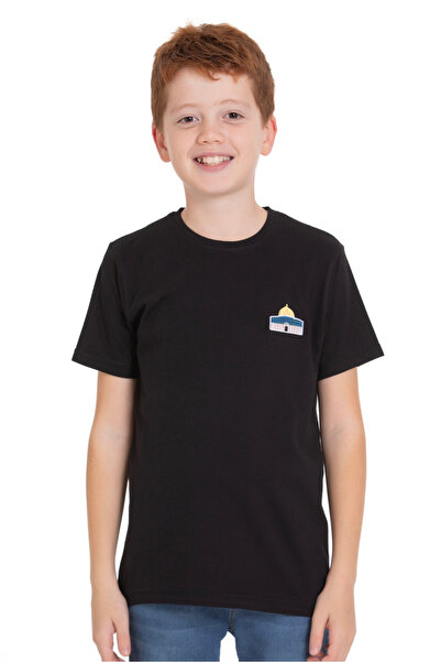 Zaytoon Unisex Children's Short Sleeve T-Shirt with Sahra Embroidery on the Side Color Kubbe