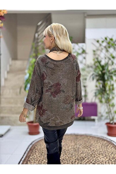 Punta Otantik Yg10507 Italian Scarf Sweater Brown