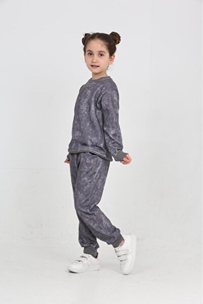 Patriko New Season Winter Inner Fleece Batik Pattern Purple-Green-Grey-Pink Colors Bottom Top Set for Girls and Boys